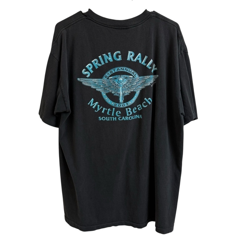 Vintage Myrtle Beach Spring Bike Rally 2001 Shirt Mens Size XL Black Skull Biker - Picture 2 of 11
